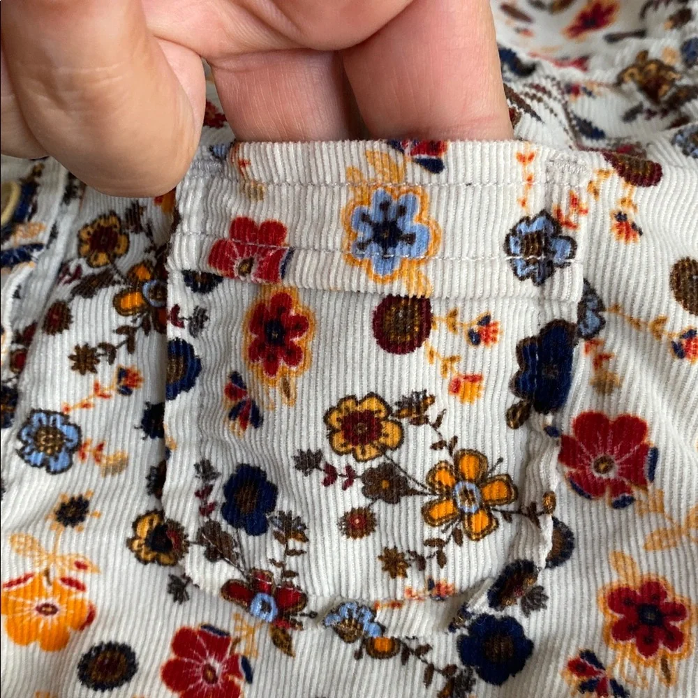 Roxy Girl Multicolor Floral Corduroy Top Size M
